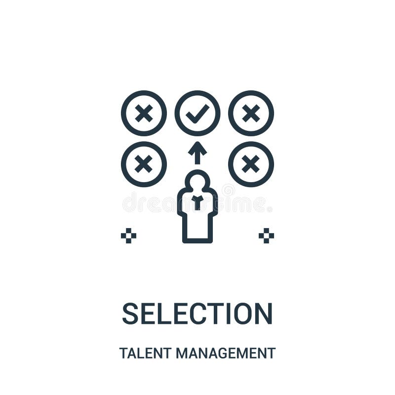 Selection icon vector from talent management collection. Thin line selection outline icon vector illustration royalty free illustration