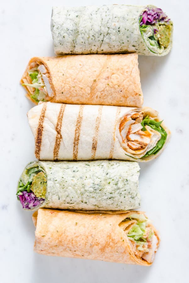 Selection of Mexican Healthy Burrito Wraps Stock Photo Image of