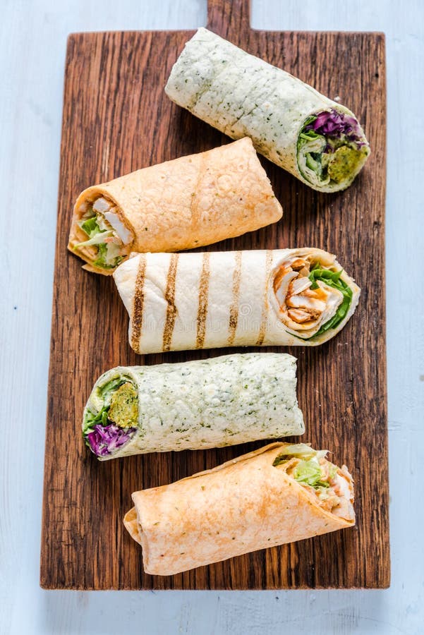 Selection of Mexican Healthy Burrito Wraps Stock Image Image of