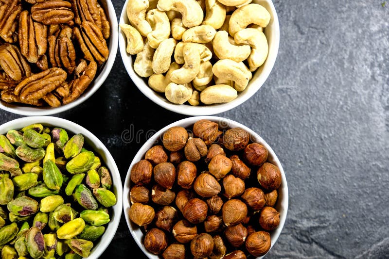 Selection of Mixed Nuts, Pistachio Nuts, Pecan Nuts, Cashew Nuts and