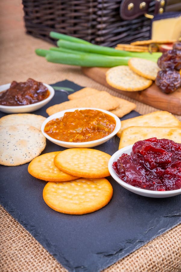 Cheese, Pickle and Crackers Hamper Stock Photo Image of beer, figs