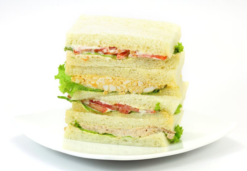A Selection of Sandwiches with Various Fillings Stock Image - Image of