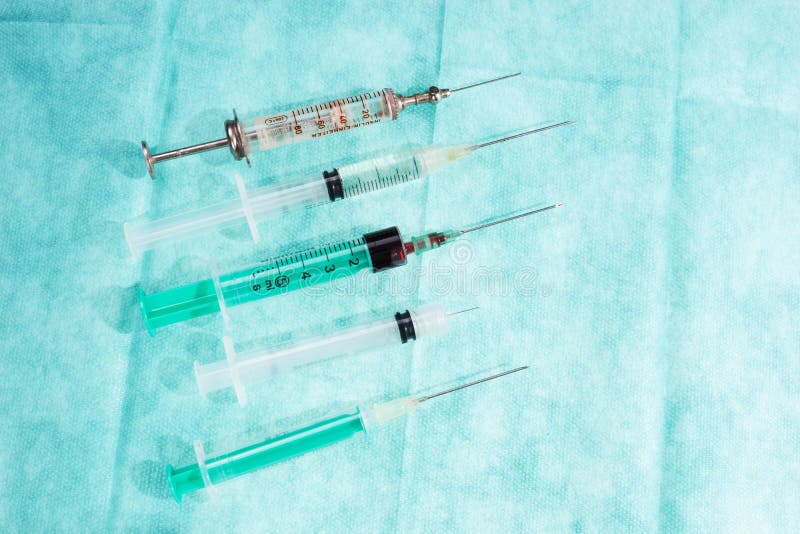 A Selection of Syringes and Hypodermic Needles Stock Image Image of