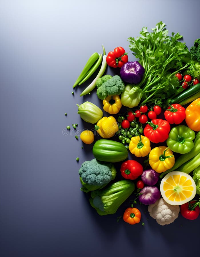 A Selection of the Tastiest Vegetables, AI Generated Stock Illustration