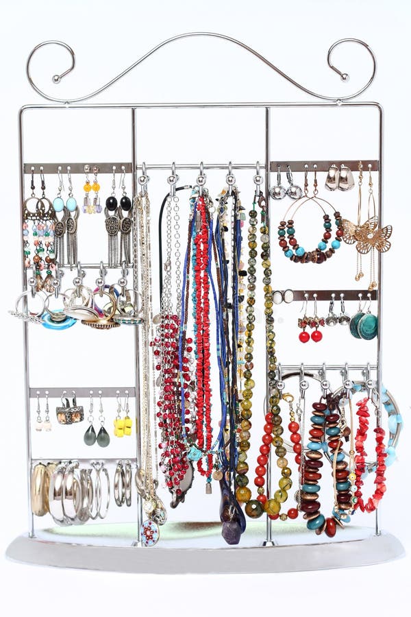Selection of Women`s Jewellery Hanging on a Display Rack Stock Photo Image of bijou, jewel