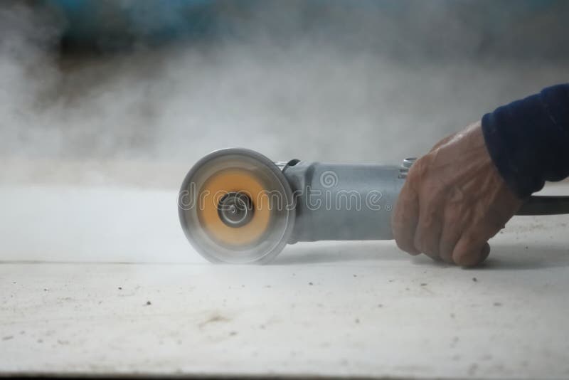 Grinder Cutting Concrete Block Stock Photo Image of factory, cutter