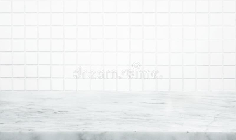 Selective focus,Marble table top on blur white kitchen room background. F stock image