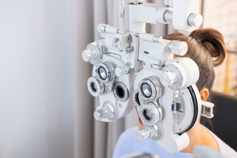 Selective Focus at Optometry Frame Equipment. while Doctor Using