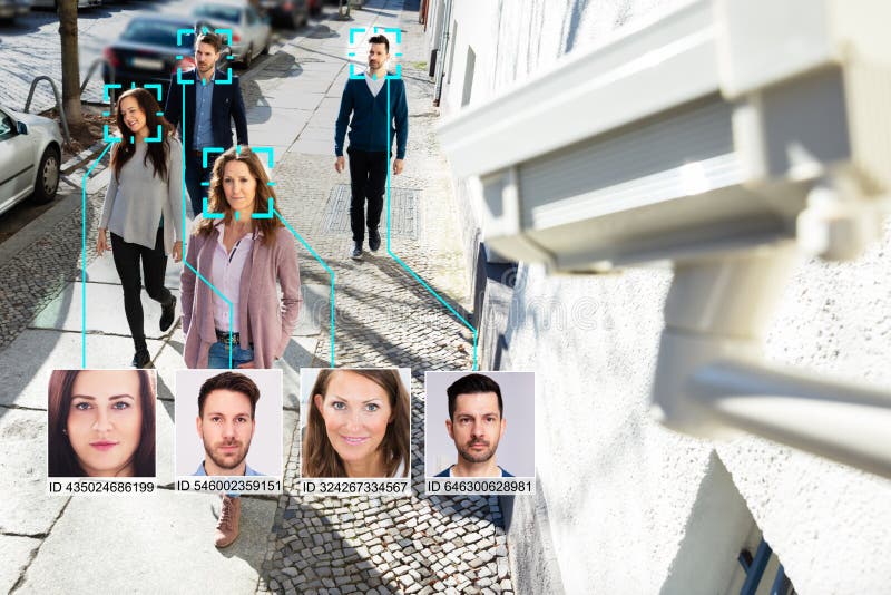 People Faces Recognized With Intellectual Learning System stock photo