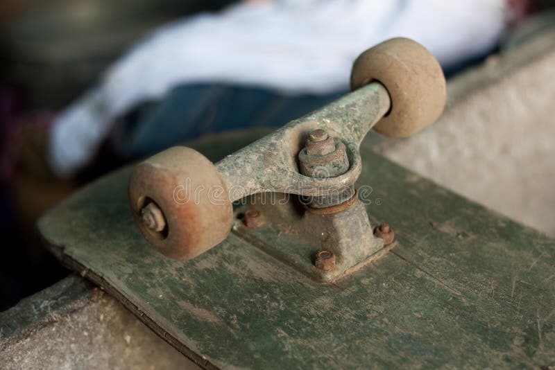 Selective Focus Shot of an Old Skateboard Wheels Stock Image Image of hobby, outdoors 204764937