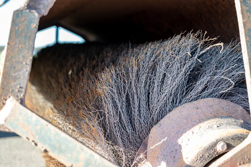 Selective Focus on Wire Brush of a Street Sweeper Stock Image Image