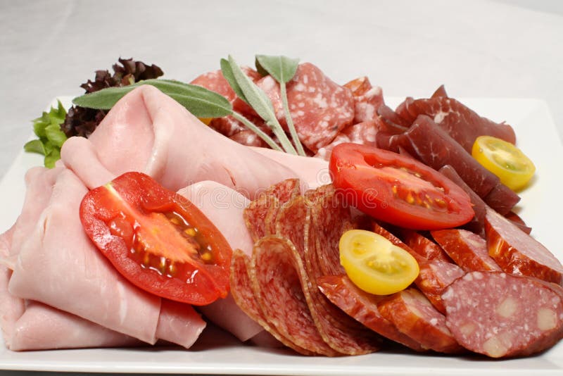 Selezione Del Salame E Del Prosciutto Fotografia Stock Immagine di