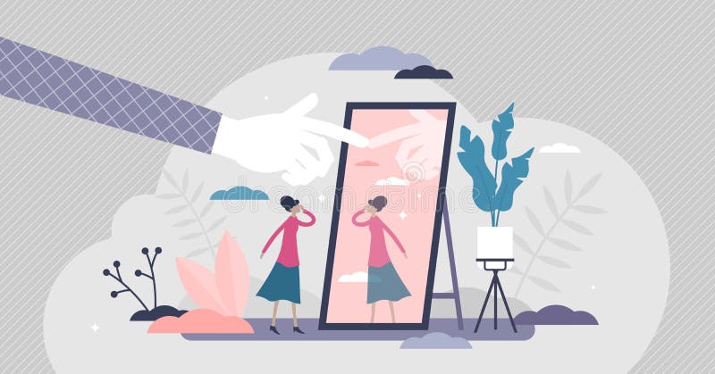 Self absorption concept, flat tiny person vector illustration vector illustration