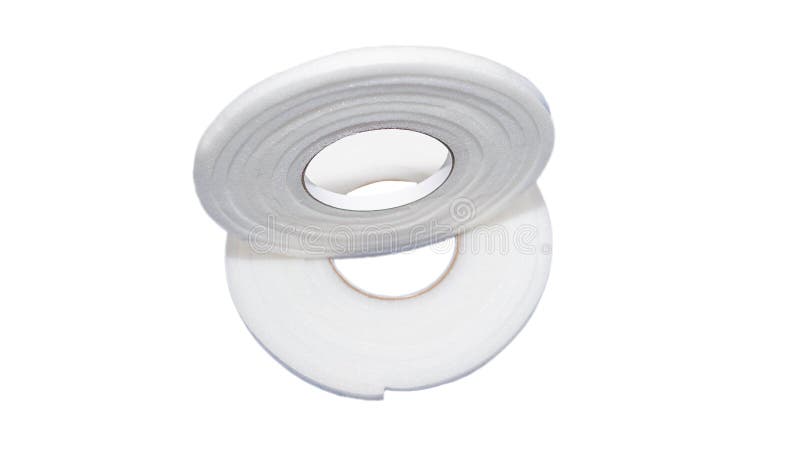 Self-adhesive foam rubber seal for window insulation isolated on white background. Insulating foam rubber for door insulation. thermal insulation. Foam insulation