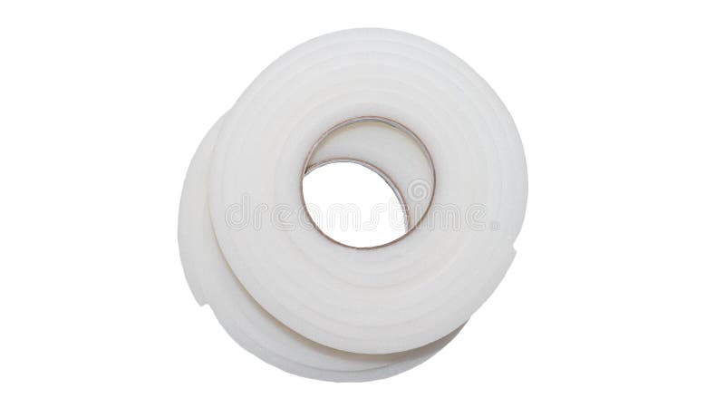 Self-adhesive foam rubber window seal isolated on white background. Insulating foam rubber for door insulation.