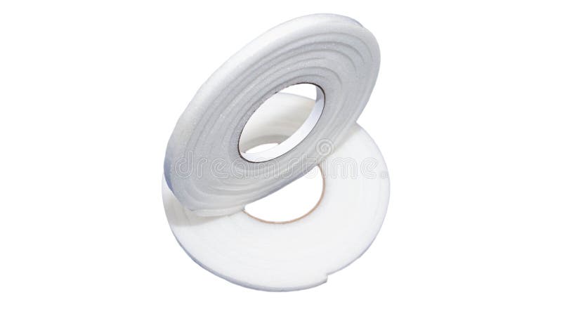 Self-adhesive foam rubber window seal isolated on white background. Insulating foam rubber for door insulation. thermal insulation. Foam insulation.