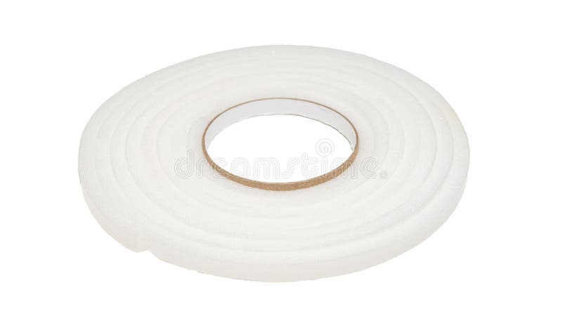 Self-adhesive foam rubber window seal isolated on white background. Insulating foam rubber for insulation close-up.