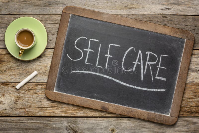 Self care blackboard banner