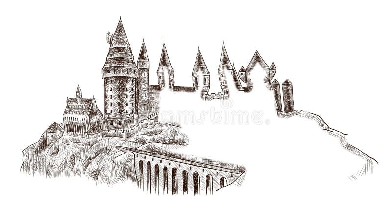 line art hogwarts castle illustration vector icon logo print apparel  tshirt harry potter 5164413 Vector Art at Vecteezy