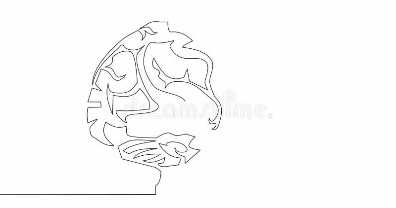 Self drawing line animation brain design continuous line drawn concept royalty free illustration