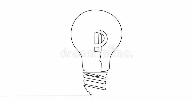 Self drawing line animation Light bulb with dollar symbol continuous line drawn concept video vector illustration