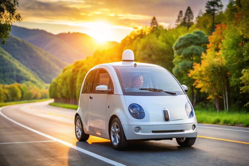 Self-Driving Car with AI and Deep Learning Technology for 360° Navigation royalty free illustration