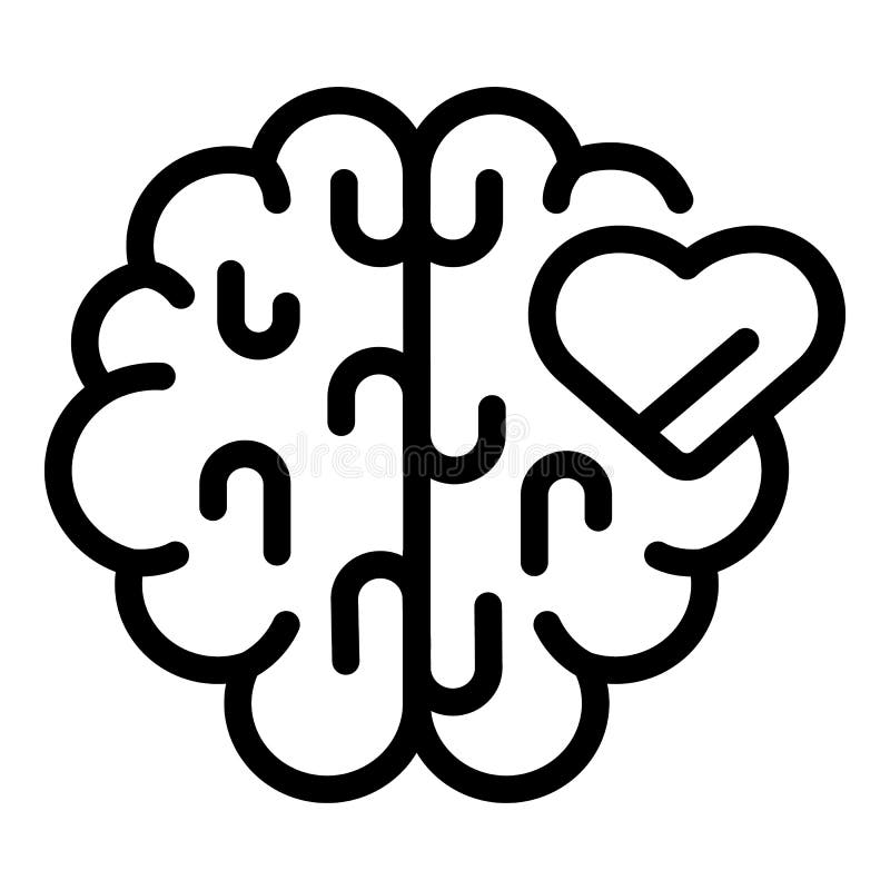 Self-esteem brain icon, outline style stock illustration