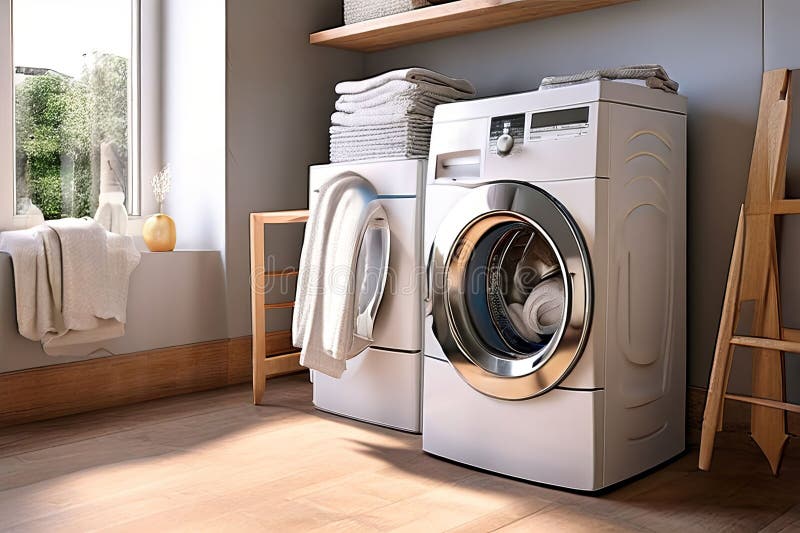Creative art expressing feelings of calm and serenity Intricate self folding laundry system automatically folds and sorts laundry after drying
