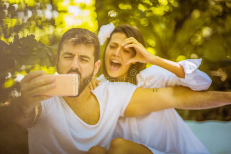 Self portrait of beautiful young couple. Close up. royalty free stock photography Self portrait of beautiful young couple. Close up. royalty free stock photography