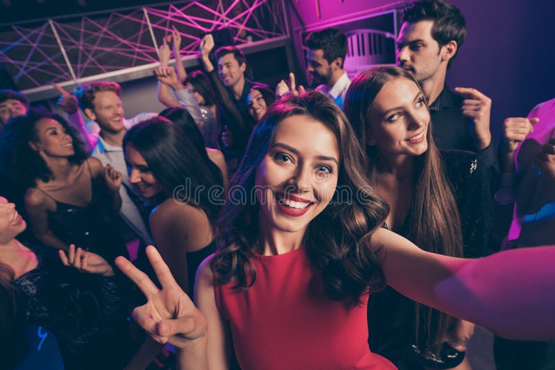 Self-portrait of Nice Attractive Cheerful Crowd Dancing Having Fun ...