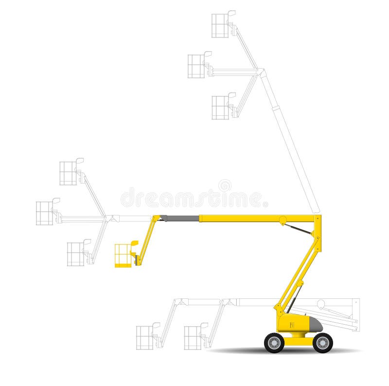 Selfpropelled Boom Lift on Wheels. Working Position Options Stock