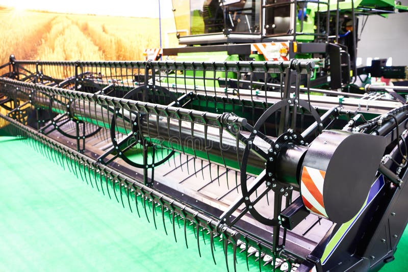 Selfpropelled Mower Conditioner with Grain Swath Header Stock Photo