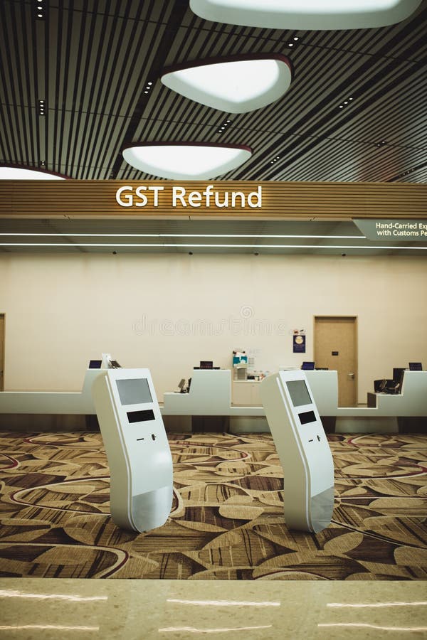 Self Service Kiosk GST Refund for Passenger at Airport Editorial Stock