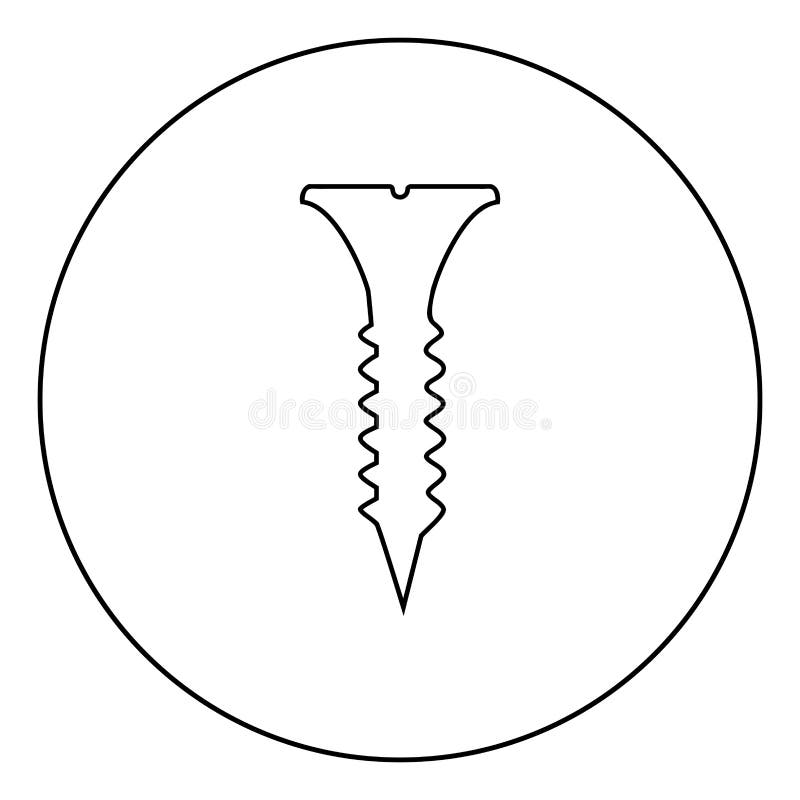 Self tapping screw short long icon in circle round outline black color vector illustration flat style image stock illustration