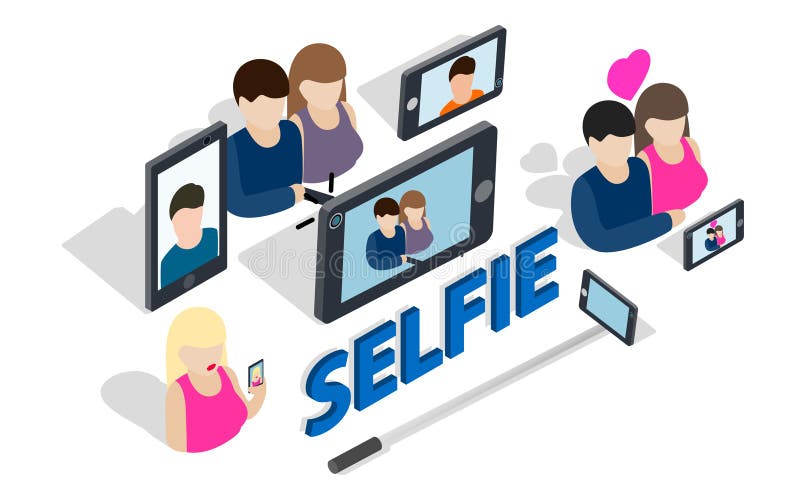 Selfie-Clipart, isometrische Art lizenzfreie abbildung Selfie-Clipart, isometrische Art lizenzfreie abbildung