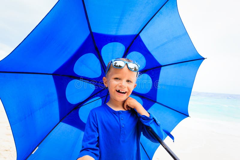 Selfie Little Boy Umbrella Beach Stock Photos Free & RoyaltyFree
