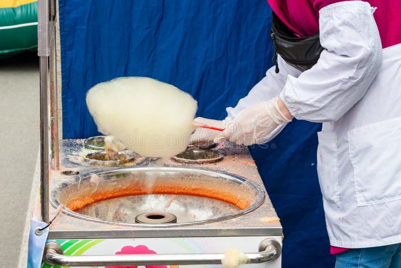 The Seller of Cotton Candy Forms a Lump for Sale Stock Photo Image of city, background 150662572