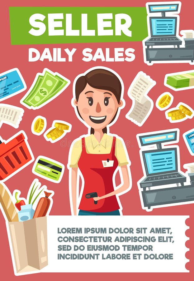 Seller profession, hiring shop assistant royalty free illustration Seller profession, hiring shop assistant royalty free illustration