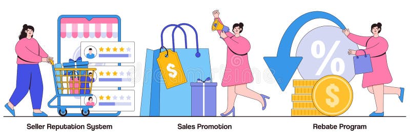 seller-reputation-system-sales-promotion-rebate-program-concept-with