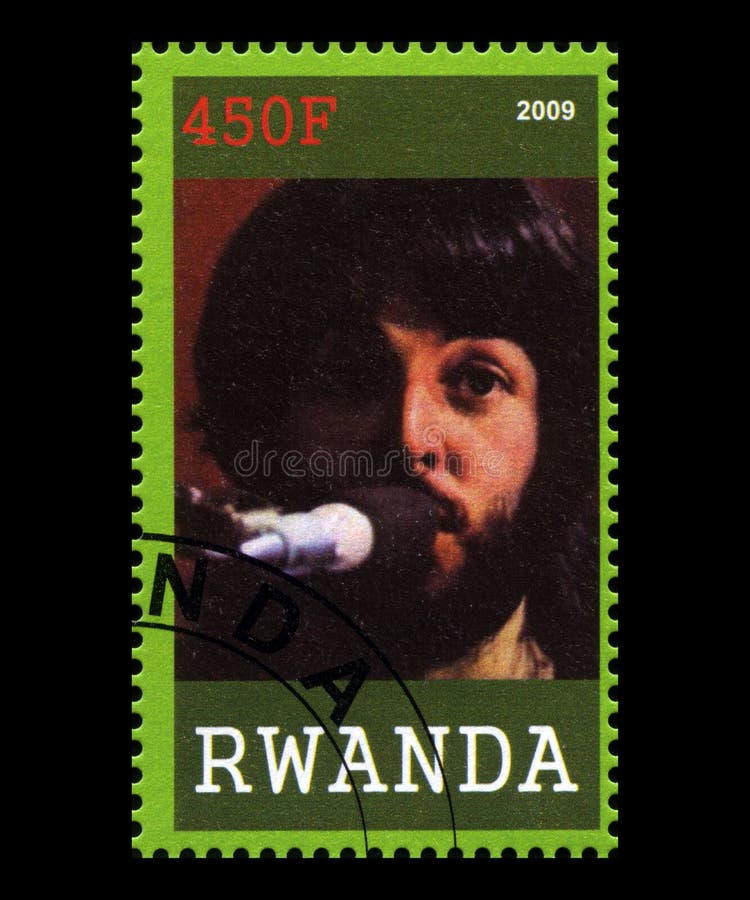 Sello de Beatles de Rwanda foto de archivo Sello de Beatles de Rwanda foto de archivo