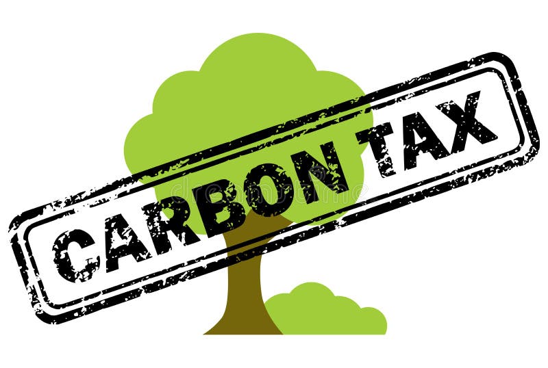 Sello de goma del impuesto del carbono sobre icono del árbol ilustración del vector Sello de goma del impuesto del carbono sobre icono del árbol ilustración del vector