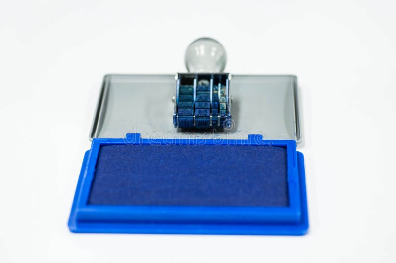 Sello De Goma Y Tampón Azul Del Color Imagen de archivo - Imagen de  muestra, blanco: 52276465