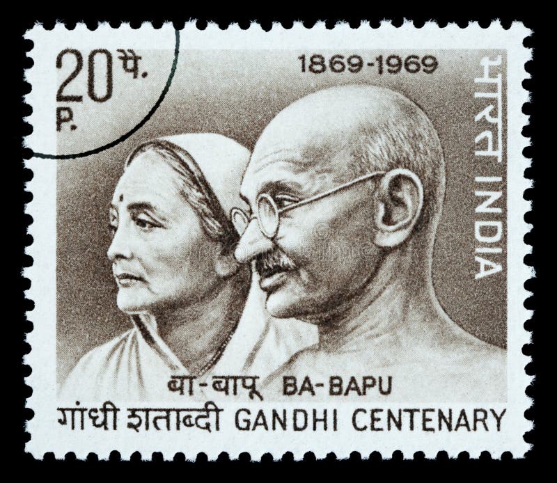 INDIA - CIRCA 1980: A postage stamp printed in India showing Mohandas Karamchand Gandhi, circa 1980. INDIA - CIRCA 1980: A postage stamp printed in India showing Mohandas Karamchand Gandhi, circa 1980