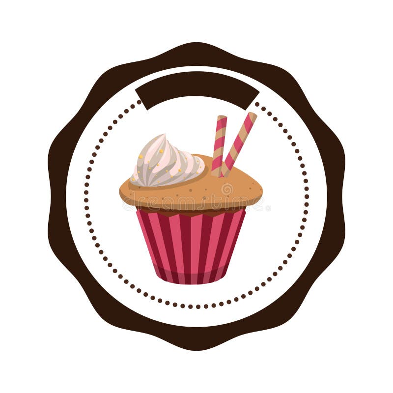 Sello dulce del cordón de la magdalena deliciosa stock de ilustración Sello dulce del cordón de la magdalena deliciosa stock de ilustración