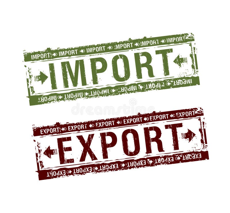 Sellos de la importación y de la exportación ilustración del vector Sellos de la importación y de la exportación ilustración del vector