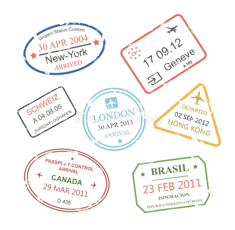 Sellos de visa internacionales del viaje de negocios fijados libre illustration Sellos de visa internacionales del viaje de negocios fijados libre illustration