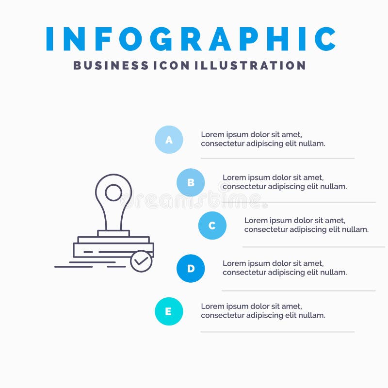 Selo, clone, imprensa, ícone de Logo Line com fundo do infographics da apresentação de 5 etapas ilustração do vetor Selo, clone, imprensa, ícone de Logo Line com fundo do infographics da apresentação de 5 etapas ilustração do vetor