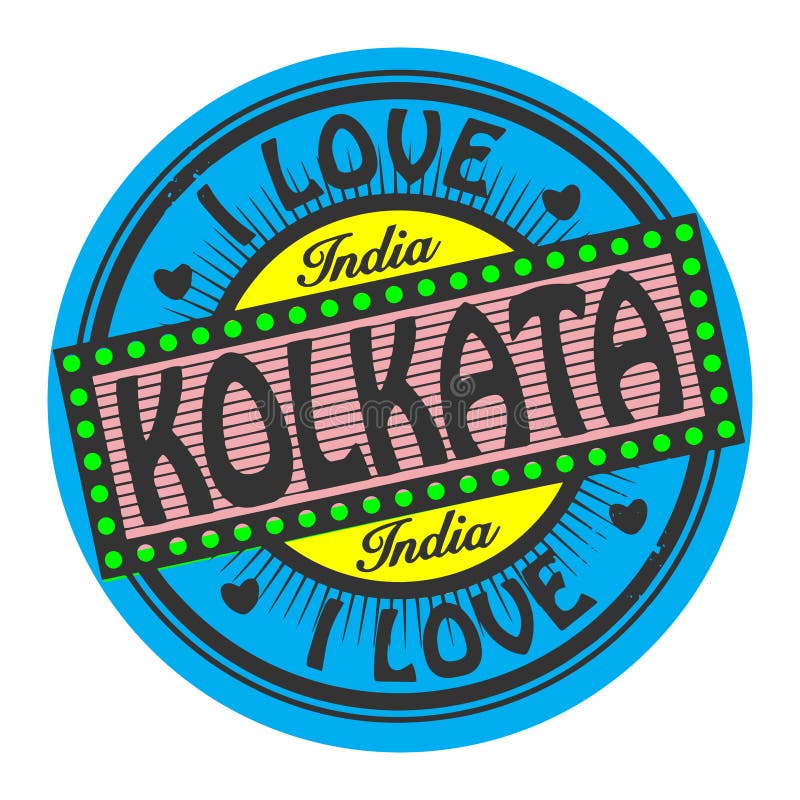 Selo Da Cor Do Grunge Com Texto Eu Amo Kolkata Para Dentro Ilustração