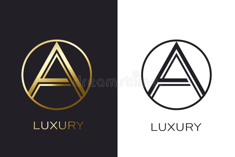 Selo da letra do ouro do monograma do logotipo A, cartão elegante do modelo Ilustração do vetor ilustração royalty free Selo da letra do ouro do monograma do logotipo A, cartão elegante do modelo Ilustração do vetor ilustração royalty free