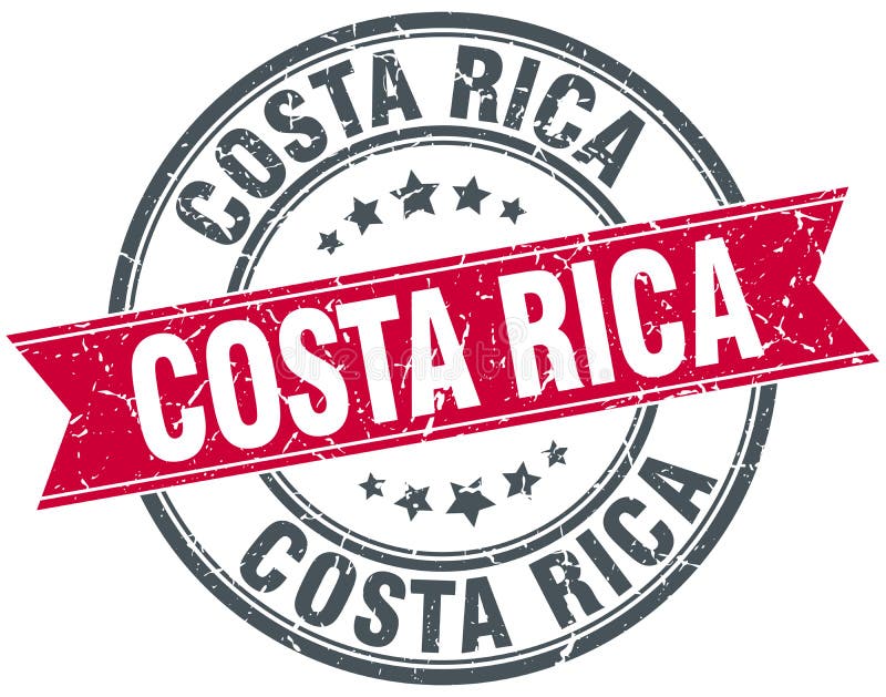 Selo redondo vermelho do vintage do grunge de Costa Rica